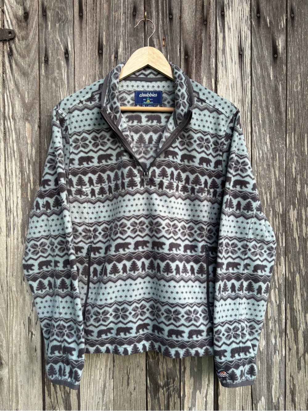 Chubbies "Bear Hug" pattern quarter-zip fleece pullover